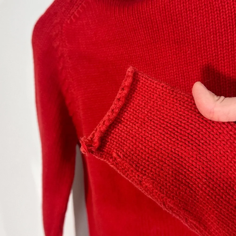 J.Crew Kids Cherry Red Roll Neck Cotton Knit Sweater – Made in Japan Large